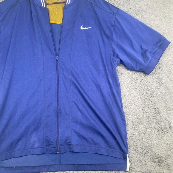 Nike Men's Size L Blue Windbreaker Short Sleeve Spellout Full Zip Vintage 2000's - Picture 3 of 12